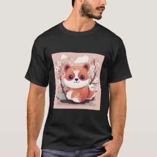 Camiseta Arreglo Adorable Con Nuestro Panda Rojo Y Flor De 