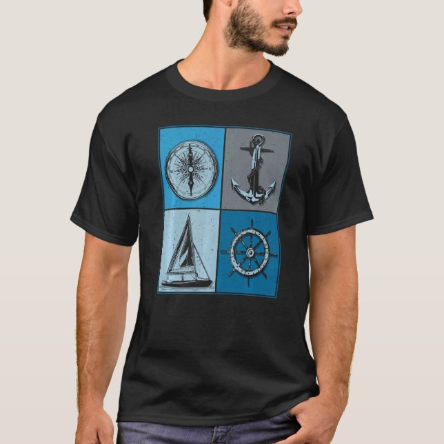 Camiseta Arreglo de la brújula del barco de anclaje de vele (Anverso)