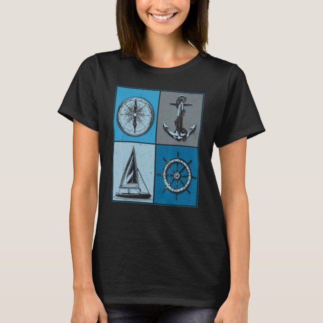 Camiseta Arreglo de la brújula del barco de anclaje de vele (Anverso)