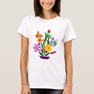 Camiseta Arreglo floral colorido del arte abstracto