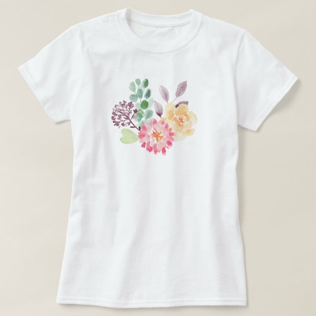 Camiseta Arreglo floral de acuarela de moda (Diseño del anverso)
