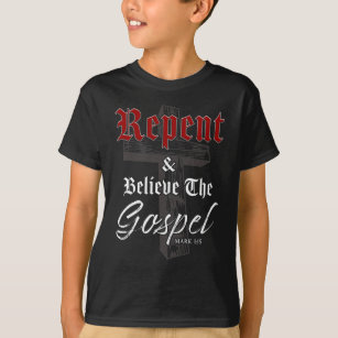 Camiseta Arrepense y crea el Evangelio: Gráfico de la fe cr