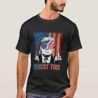 Camiseta Arrestar a este gracioso Trump 2024 con bandera es