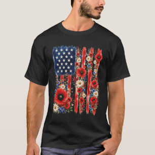 Camiseta arriba blanca -Día de los Caídos Amapola Roja Flor