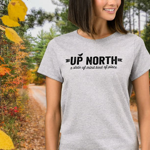 Camiseta Arriba, estado de pájaro norte de la mente, camise