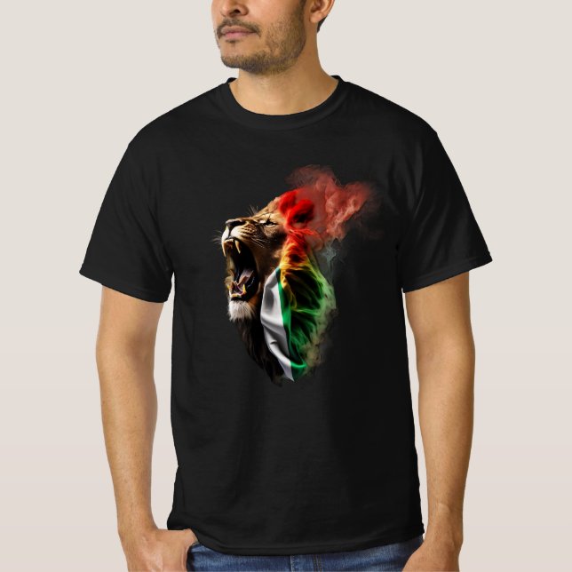 Camiseta Arrojan león de la bandera sudafricana (Anverso)
