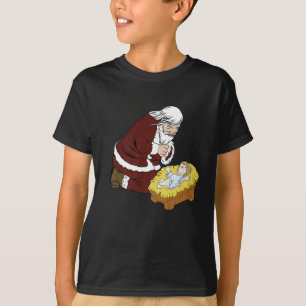 Camiseta Arrojando a Santa Claus con el bebé Jesús T-Navida