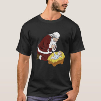 Camiseta Arrojando a Santa Claus con el bebé Jesús T-Navida