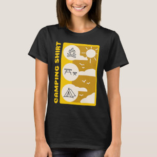 Camiseta Arrojándolo con fuego de mesa de picnic acampando