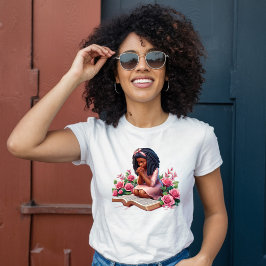 Camiseta Arrojándose en la oración- Floral rosa - afroameri