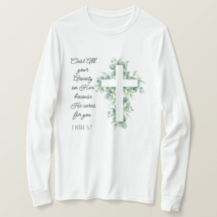 Camiseta Arrojar toda tu ansiedad sobre él Eucalyptus Cross