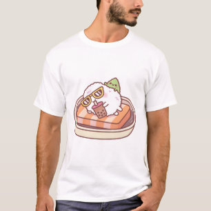 Camiseta Arroz De Sushi Divertido Enfriándose En Una Flotac