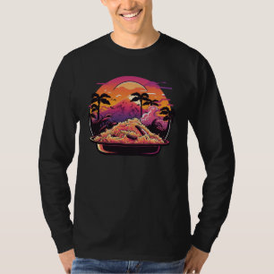 Camiseta Arroz Frito Retrowave de los 80 al Atardecer con E