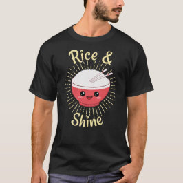 Camiseta Arroz y Brilla Cute Kawaii Ramen Tazón de Arroz Ch