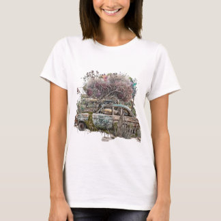 Camiseta Arroz y reflexión: Coches Vintage de color de agua