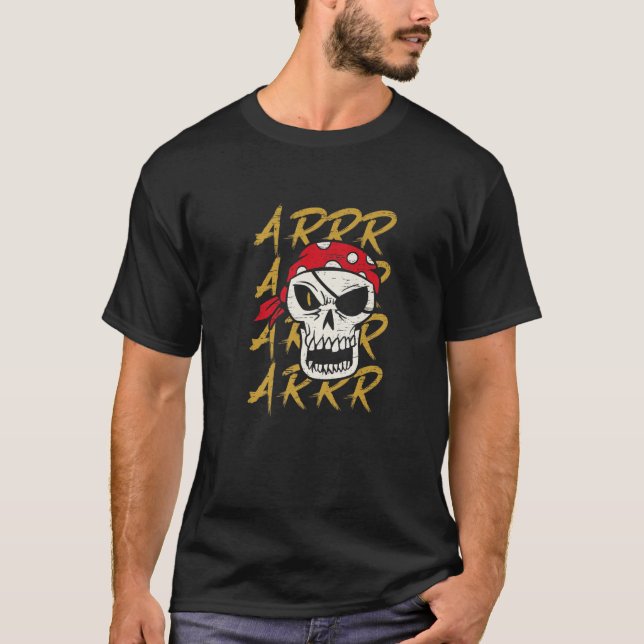 Camiseta Arrr Skeleton Sword Eye Patch Hook (Anverso)