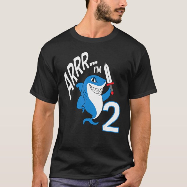 Camiseta Arrr, tengo 2 años de tiburón Día de cumpleaños te (Anverso)