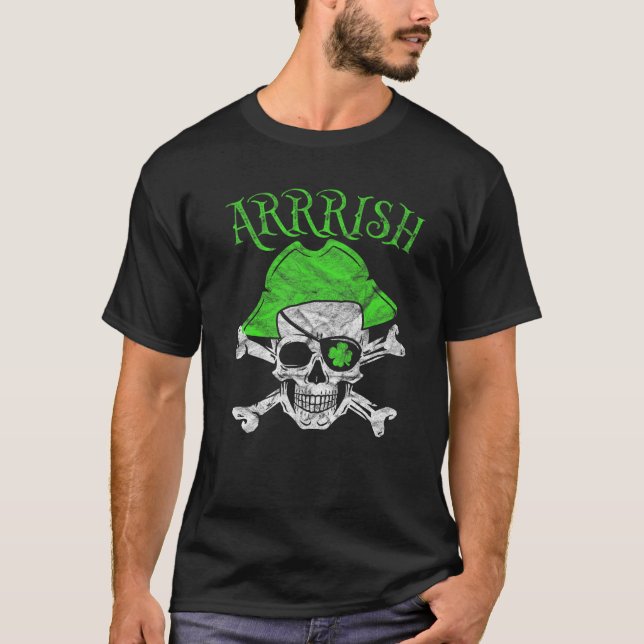Camiseta Arrrish Funny Saint Patricks Día Pirata Irlandés S (Anverso)