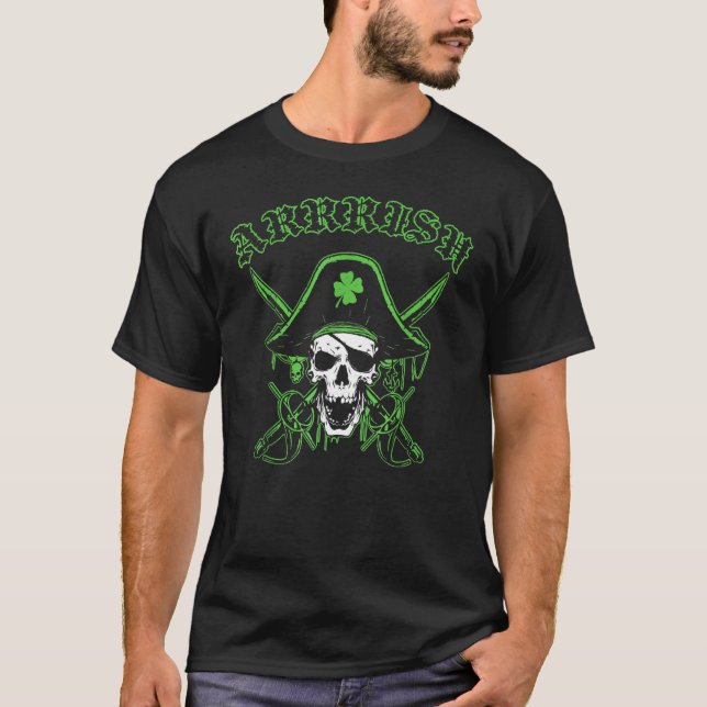 Camiseta Arrrish St Patrick's Day Irish Pirate Skull Shamro (Anverso)