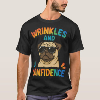 Camiseta Arrugas y Confianza Perro Pug Divertido con Gafas
