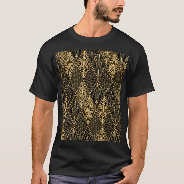 Camiseta Art Deco Black Gold Elegance (Anverso)