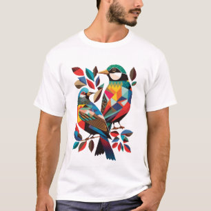 Camiseta Art Deco de pájaro geométrico