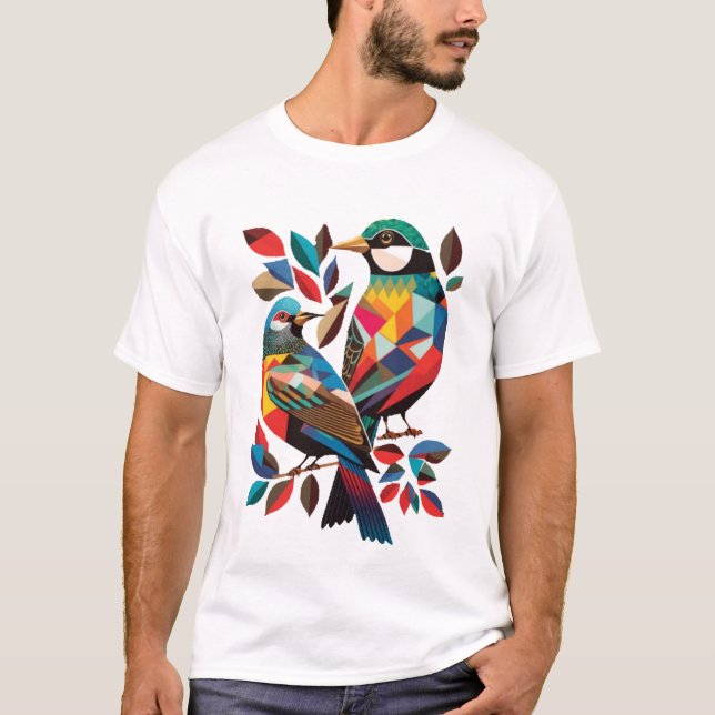 Camiseta Art Deco de pájaro geométrico (Anverso)