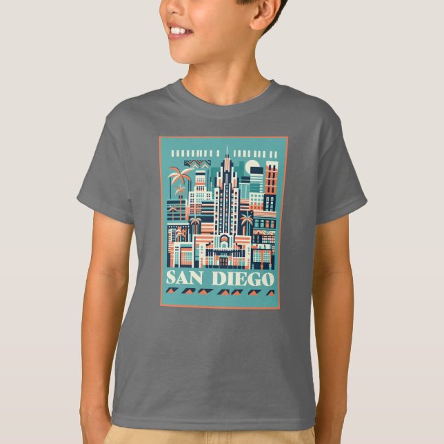 Camiseta Art Deco de San Diego California (Anverso)