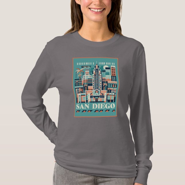 Camiseta Art Deco de San Diego California (Anverso)