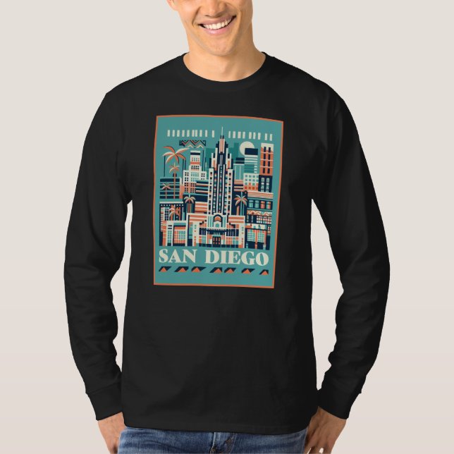 Camiseta Art Deco de San Diego California (Anverso)