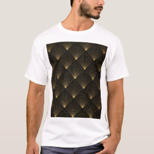 Camiseta Art Deco: Elegancia dorada negra.