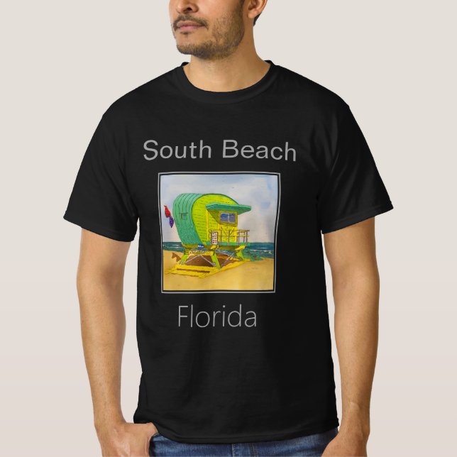 Camiseta Art Deco Green Lifeguard Tower South Beach (Anverso)