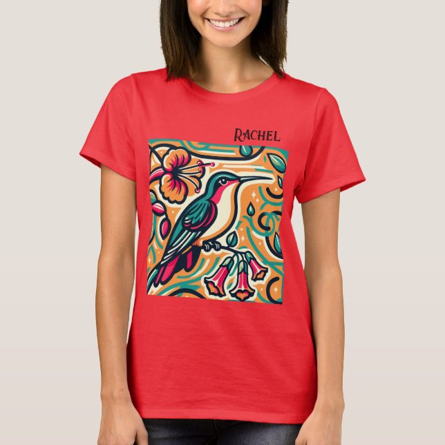 Camiseta Art Deco Mujer Colibrí  (Anverso)