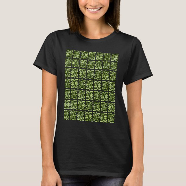 Camiseta Art Deco Style Repeat Pattern Lime Green (Anverso)