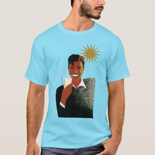 Camiseta Art Deco vintage, hombre con cóctel al sol
