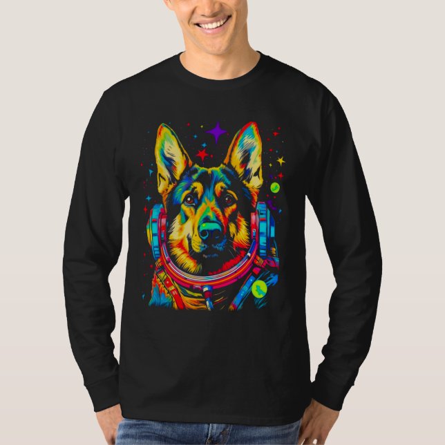 Camiseta Art German Shepherd Dog Astronaut (Anverso)
