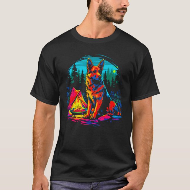 Camiseta Art German Shepherd Dog Camping (Anverso)