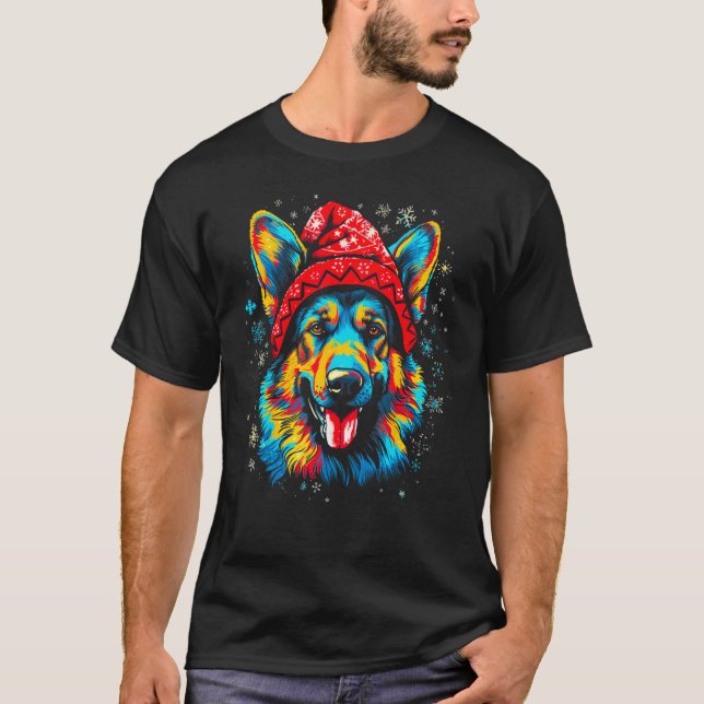 Camiseta Art German Shepherd Dog Christmas (Anverso)