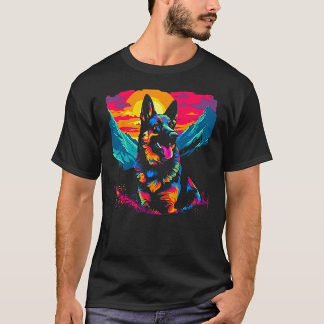 Camiseta Art German Shepherd Dog Hiking (Anverso)