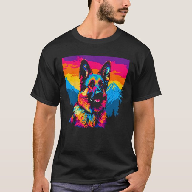 Camiseta Art German Shepherd Dog Mountain (Anverso)
