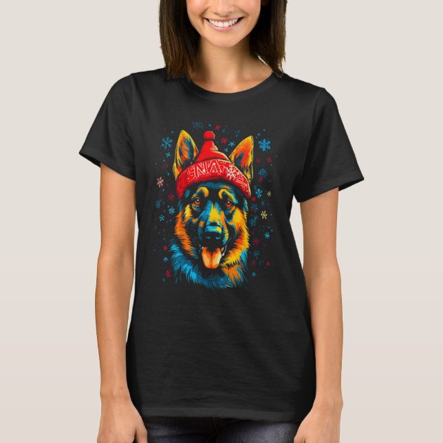 Camiseta Art German Shepherd Dog Xmas (Anverso)
