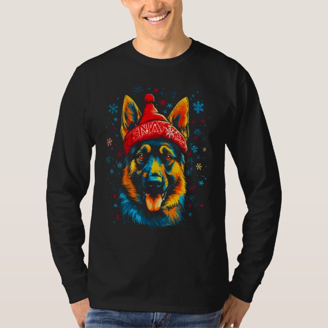 Camiseta Art German Shepherd Dog Xmas (Anverso)