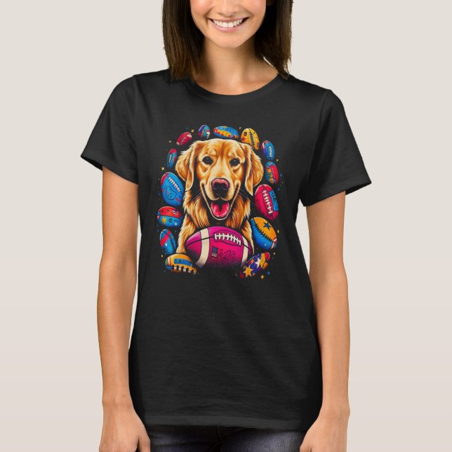 Camiseta Art Golden Retriever Dog American Football (Anverso)