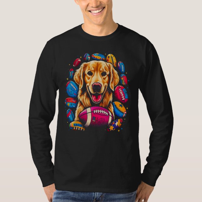 Camiseta Art Golden Retriever Dog American Football (Anverso)
