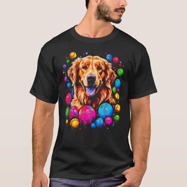 Camiseta Art Golden Retriever Dog Baseball (Anverso)