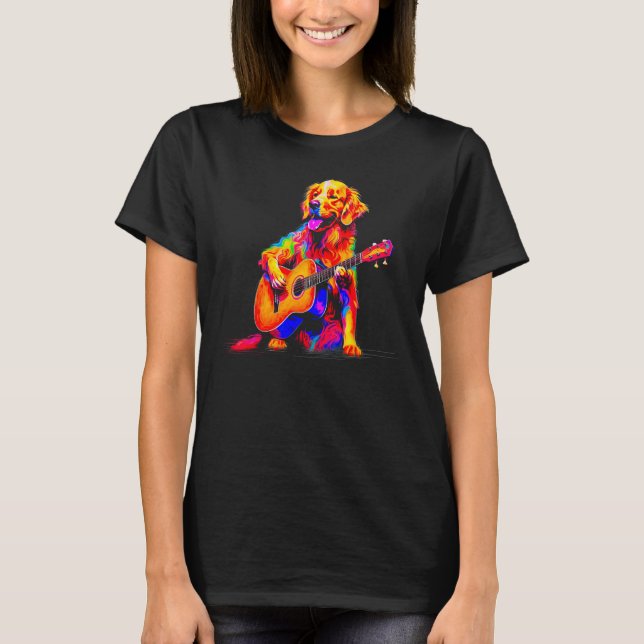 Camiseta Art Golden Retriever Dog Guitar (Anverso)