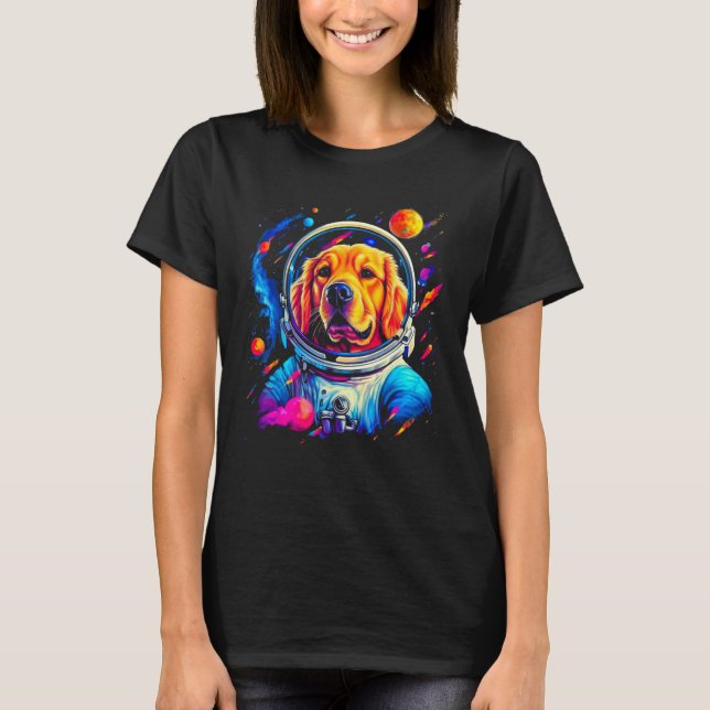 Camiseta Art Golden Retriever Dog in Space (Anverso)