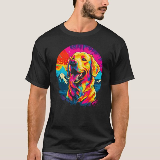 Camiseta Art Golden Retriever Dog Mountain (Anverso)