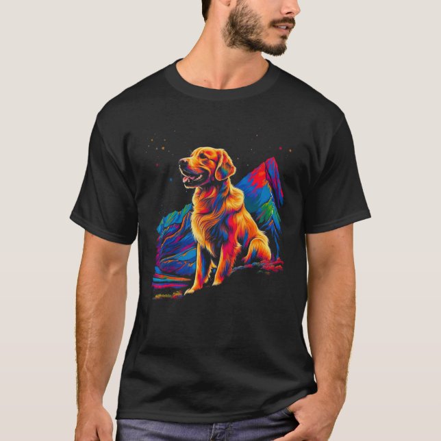 Camiseta Art Golden Retriever Dog Mountain Hiking (Anverso)
