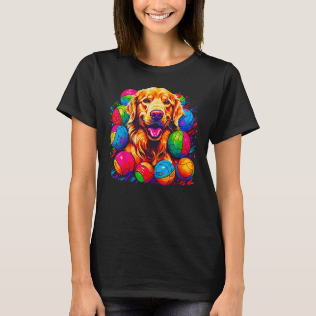 Camiseta Art Golden Retriever Dog Volleyball (Anverso)